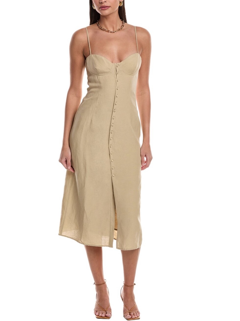 Onia Air Corset Linen-Blend Midi Dress